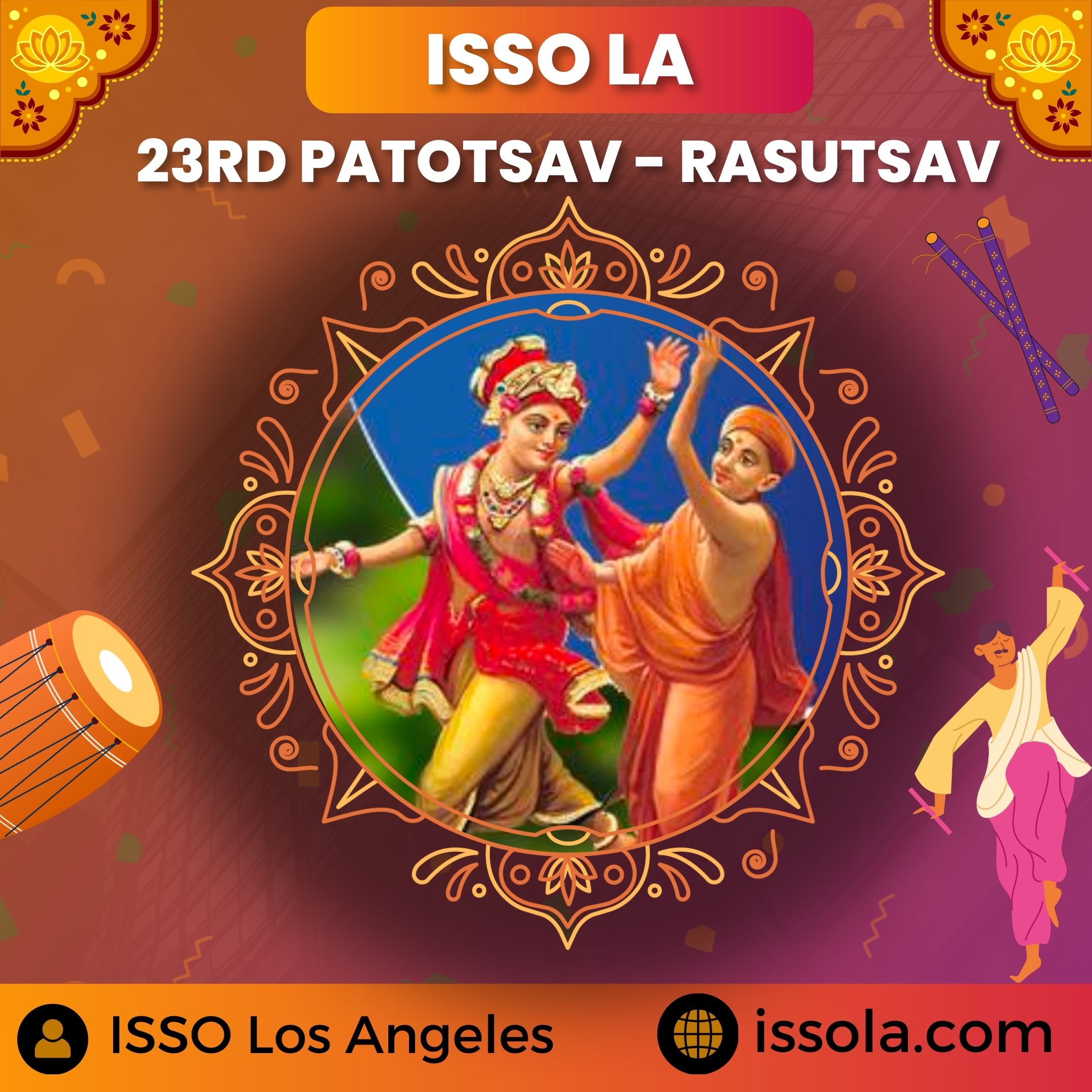 23rd Patotsav Day 2 Rasutsav - ISSO Swaminarayan Temple, Norwalk, Los Angeles, www.issola.com